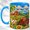 Blue, variant on Red Barn Farm Coffee Mug, Tractor Cow Mug, Ceramic 11 oz