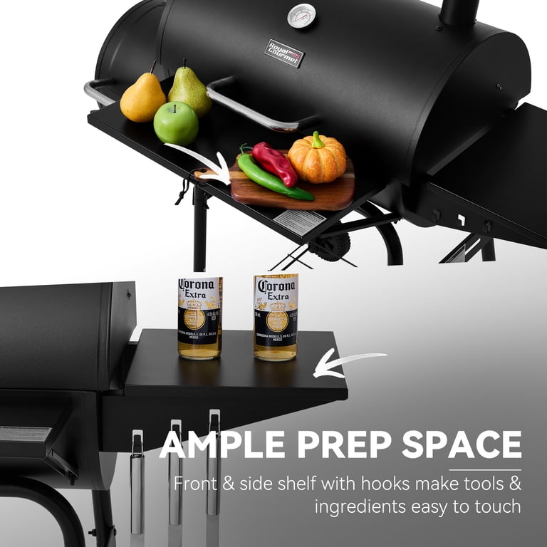 Royal Gourmet CC1624S Barrel Charcoal Grill with Offset Smoker photo 5