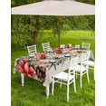 thumbnail image 3 of Christmas Outdoor Tablecloth - 60x84 Inch Rectangle Dining Table Cover, Xmas Botanical Poinsettia Snowflake Waterproof Outdoor Table Cloth with Umbrella Hole & Zipper for Picnic/Patio/Party, 3 of 5