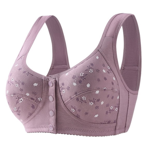 DORKASM Bras for Older Women Front Closure No Underwire Plus Size Push Up Bra Comfy Supportive Everyday Bras for Senior Light Purple 36
