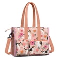thumbnail image 2 of Teacher Tote Bag,Pink Beagle and Flower Teacher Utility Tote Bag,Large Work Tote Bags for Women with Multiple Pockets,Top Zipper Closure,13.8x10.6x6.7 Inch, 2 of 5