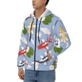 thumbnail image 3 of Zufioo Colorful Koi Fish Print Men's Hooded Cardigan, Zip-up Long-Sleeved Sweatshirt Jacket Sportswear-Large, 3 of 5