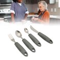 thumbnail image 1 of Elderly Utensils, Ribbed Handle Stainless Steel Adaptive Utensils Wide Handle Skidproof Grey  For Eating, 1 of 8
