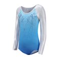 thumbnail image 6 of Ruyang Kids Gymnastics Dance Leotard Sets Girls Long Sleeve Gradient Ballet One‑Piece Shiny Performance Tulle Skirt 5-12 Years, 6 of 9