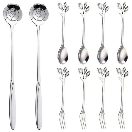 

Coffee Spoon Appetizer Fork Tableware Mixing Spoon Fruit Cake Teaspoon Set for Family Wedding