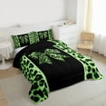 thumbnail image 3 of Feelyou Fashion Princess Bow Queen Comforter Set, Leopard Cheetah Print Bedding Sets, Green Dreamy Bowknot Reversible Bedding Comforter Set, Microfiber Bedroom Decor, 3-Piece, 3 of 8