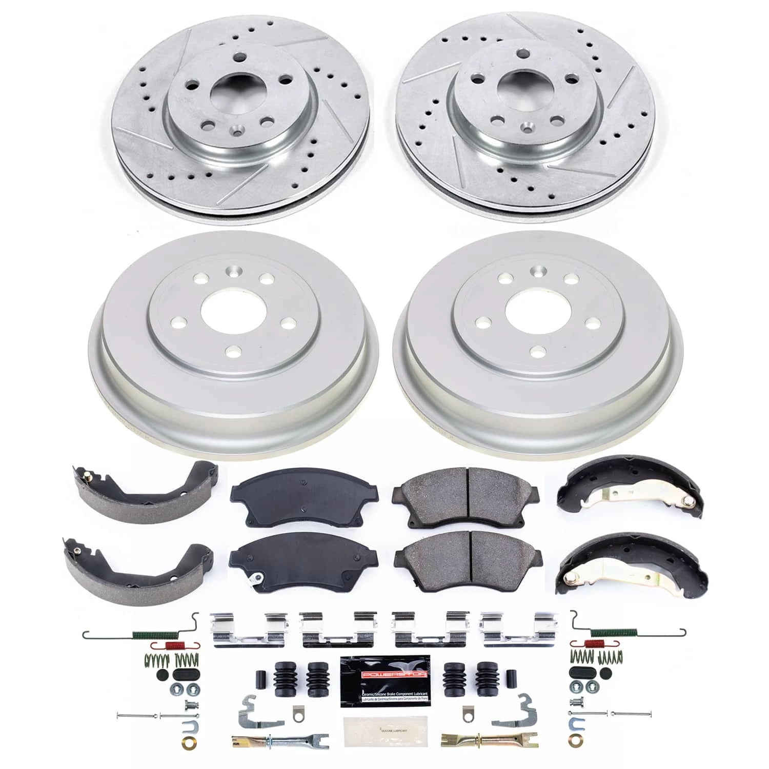 PowerStop Front Z26 Street Warrior Carbon-Fiber Ceramic Brake Pad and Drilled and Slotted Rotor Kit Fits: CADILLAC Select Models K9074-26