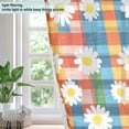 thumbnail image 4 of Yayeee Window Curtains Light Filtering 63"x52" Grommet Panel Pair Home Living Room Decor, Green Checkered Daisy, 4 of 7