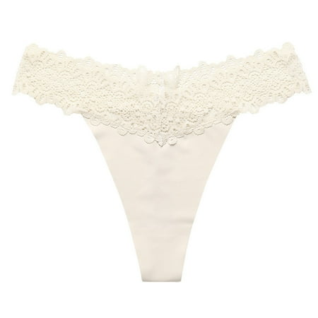 

DENGDENG Womens Panties Sexy Underwear Lace Low Rise G String Thongs White XL