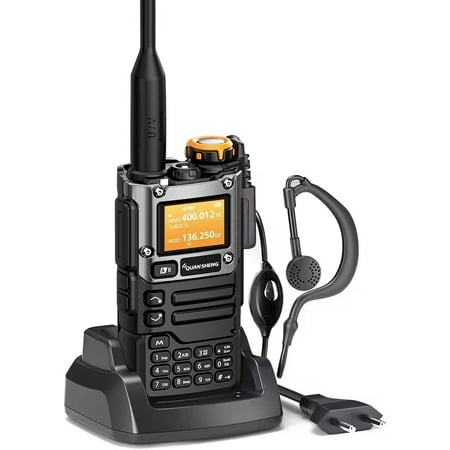 QUANSHENG UVK5(8) AM/FM/DTMF Walkie-Talkie 200 Channel Type-C Charging Three Frequency Receiving Walkie Talkie NOAA Weather Forecast, with Flash VOX Replication Frequency LCD Display