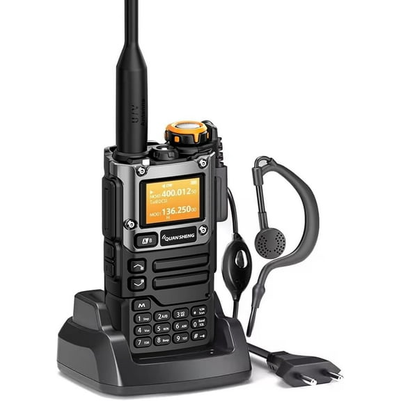 QUANSHENG UVK5(8) AM/FM/DTMF Walkie-Talkie 200 Channel Type-C Charging Three Frequency Receiving Walkie Talkie NOAA Weather Forecast, with Flash VOX Replication Frequency LCD Display