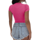 thumbnail image 3 of Camisa Ajustada de Corta para Mujer, Cuello en V Básico, Camiseta Ajustada, Tops, Rosa, Rojo, XL, 3 of 8