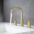 thumbnail image 2 of Adorer Brushed Gold 8 Inches Bathroom Faucet, 2 Handles Widespread Bathroom Sink Faucet 3 Hole  with Pop-Up Drain Assembly - 33163BG, 2 of 6