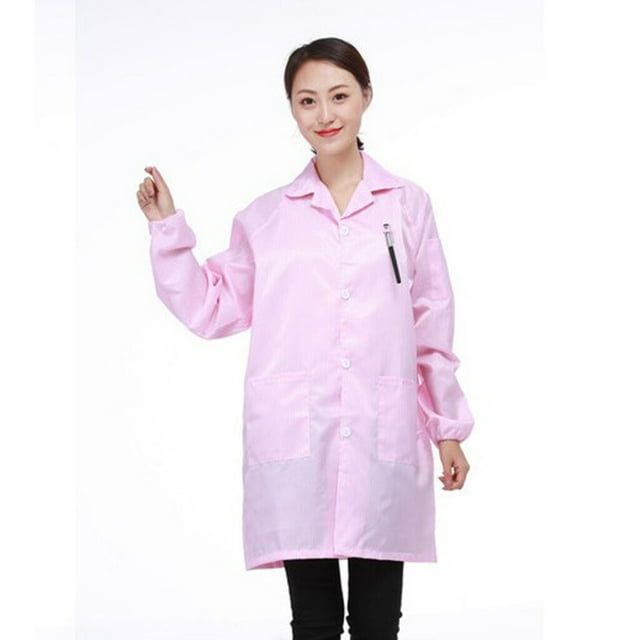 Unisex ESD-Safe Anti-Static Premium Lab Jacket Lab Coat Women Coat Clothing Pink XL