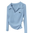 thumbnail image 3 of Women Long Sleeve Shirts Business Casual Work Tops Blouse Fitted Collared V Neck Shirt  M, 3 of 7