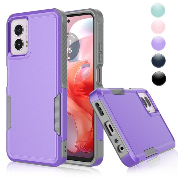 For Motorola G Power 5G 2024 Case, 2 in 1 PC Phone Case for Moto G Power 5G 2024 Case, Njjex Heavy Duty Rubber & Rugged Shockproof Full Body Protection Case Cover - Purple