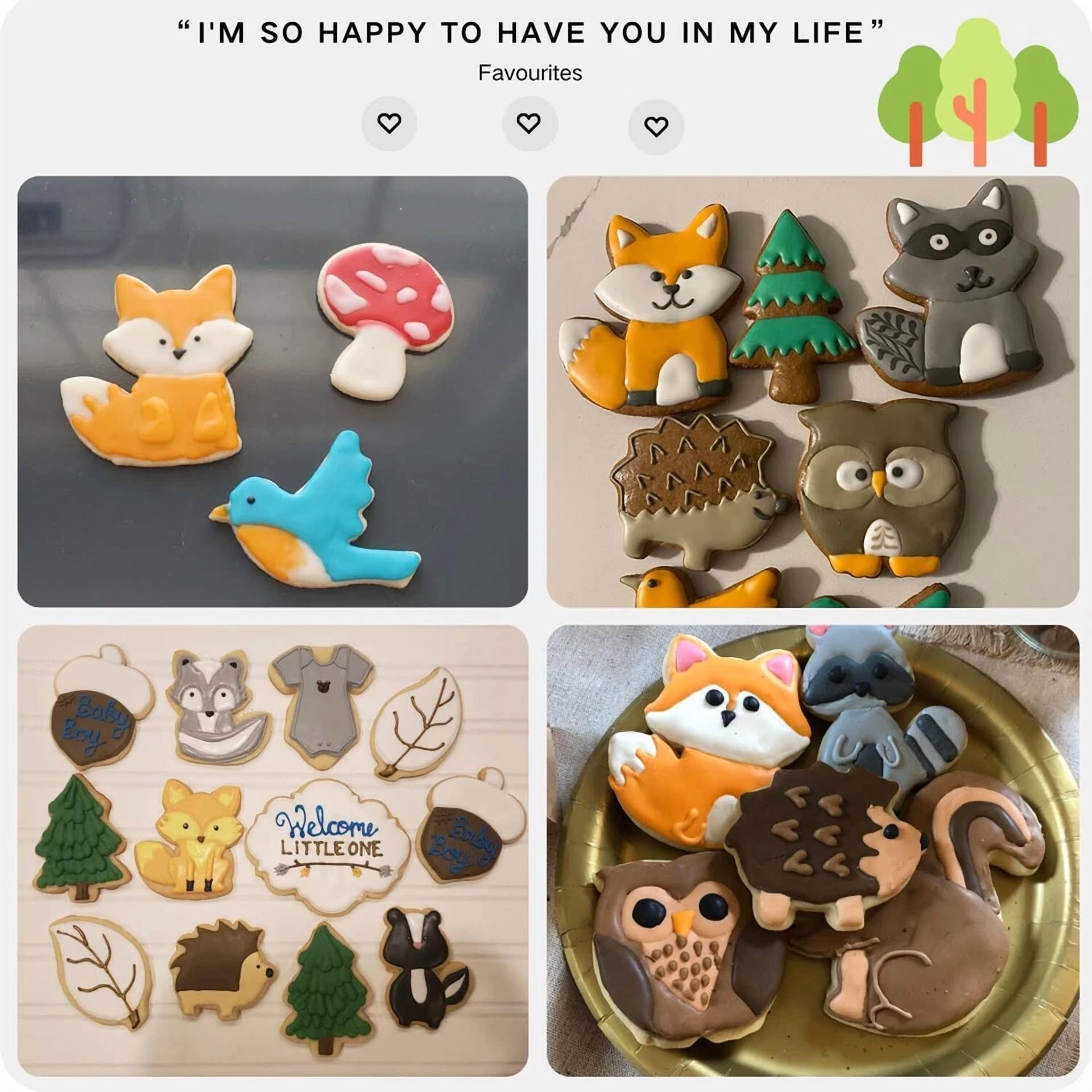BUTTERFLY- 7Pcs Woodland Cookie Cutter Set-3 Inches,Fox,Owl,Deer,Bird,Hedgehog,Squirrel