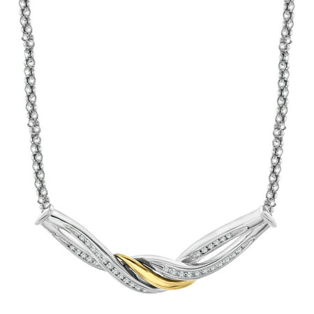 Duet 1/5 ct Diamond Necklace in Sterling Silver & 14kt Gold