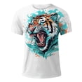 thumbnail image 3 of Rggeeun Men'S Tee Fashion Cool Big Tiger Print Loose Fit Short Sleeve Crew Neck Knit Casual For Summer Outdoor Vintage Tee,White,L, 3 of 4