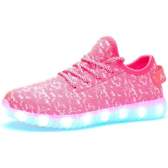 APTESOL Unisex LED Light Up Shoes Women Men Breathable Colorfull Flashing Sneakers Valentine's Day Halloween Xmas School Birthday Party Dance Shoes(Pink,10 W/10 M)