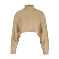 thumbnail image 4 of Cropped Sweaters for Women Turtleneck Long Sleeve Chunky Cable Knit Sweater Casual Soft Pullover Jumper Tops, 4 of 6