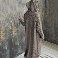 thumbnail image 3 of Long Sleeve Loose Fit Hooded Cardigan Cable Knit Design Front Button High Slit for Women Wear, 3 of 9