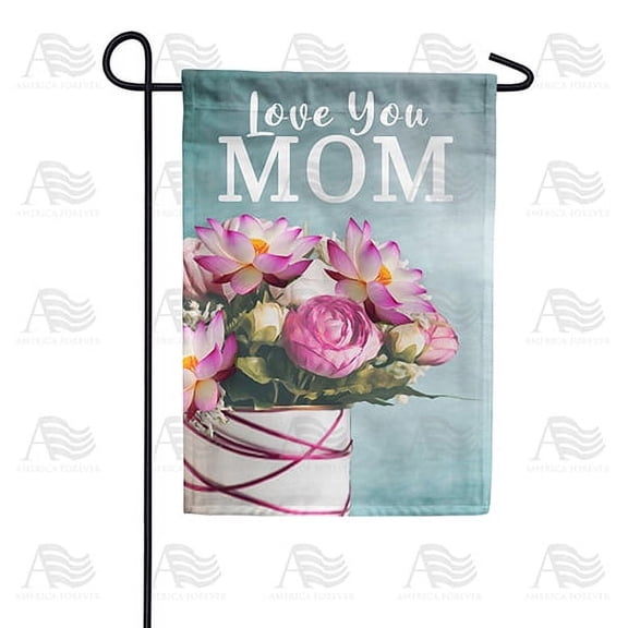 America Forever Happy Mother's Day Flowers Garden Flag 12.5 x 18 inches Pink Flowers Best Mom Double Sided Holiday Seasonal Yard Outdoor Decorative Love You Always Flag