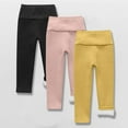 thumbnail image 2 of MKOSPLRT 3 Pack Toddler Girl Fleece Lined Leggings Size 2-9 Years High Waist Stretch Leggings Solid Slim Fit Warm Leggings Comfy Sleeppants, 2 of 4