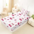 thumbnail image 4 of Erosebridal Cartoon Ribbon Bow Tie Cherry Twin Sheet Sets 3pcs for Kids Girls,Teens Vintage Floral Love Heart Bedding,Lightweight Room Decor, 4 of 5