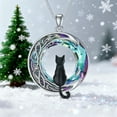thumbnail image 2 of WINNICACA S925 Sterling Silver Black Cat on the Moon Necklace Purple Crystal Celtic Jewelry Birthday Anniversary Valentines Mothers Day Gifts for Women, 2 of 7