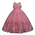 thumbnail image 1 of Robe de Bal Imprimée Fleurs pour Filles, Élégante Robe Maxi Princesse avec Nœud en Tulle, 1 of 4