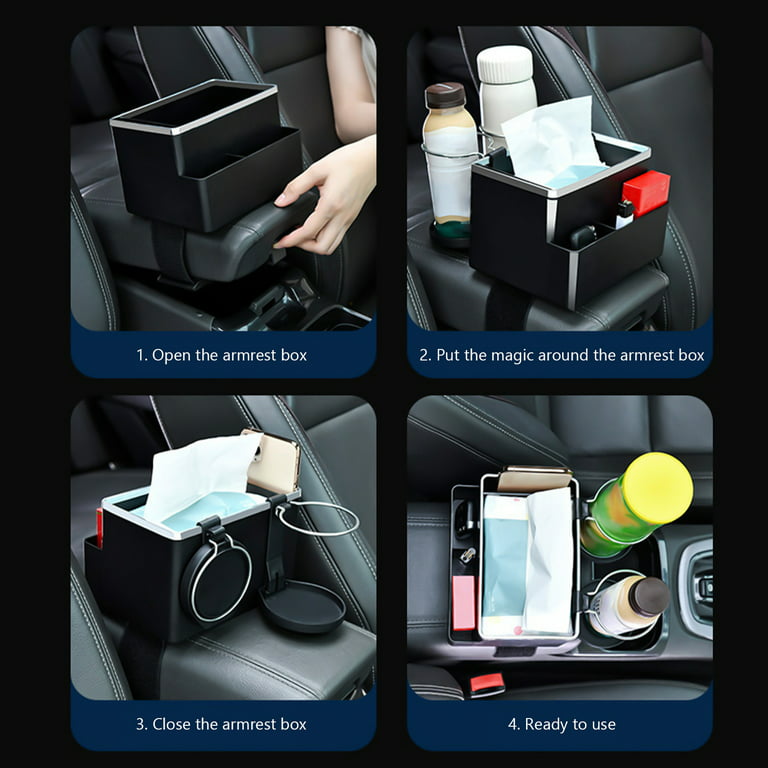 Car Armrest Storage Box Water Cup Holder, Car Console Organizer