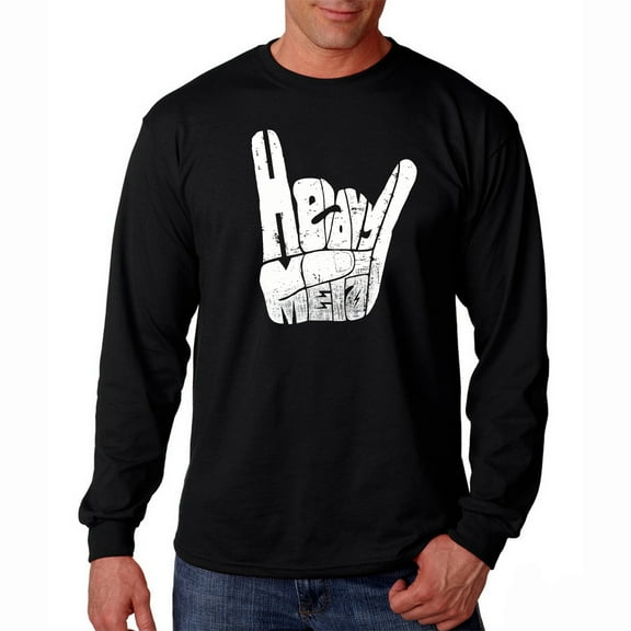 LA Pop Art Men's Word Art Long Sleeve T-shirt - Heavy Metal