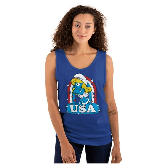 Smurfette Cartoon American Cutie USA Tank Top Tee Shirt Women Brisco Brands X