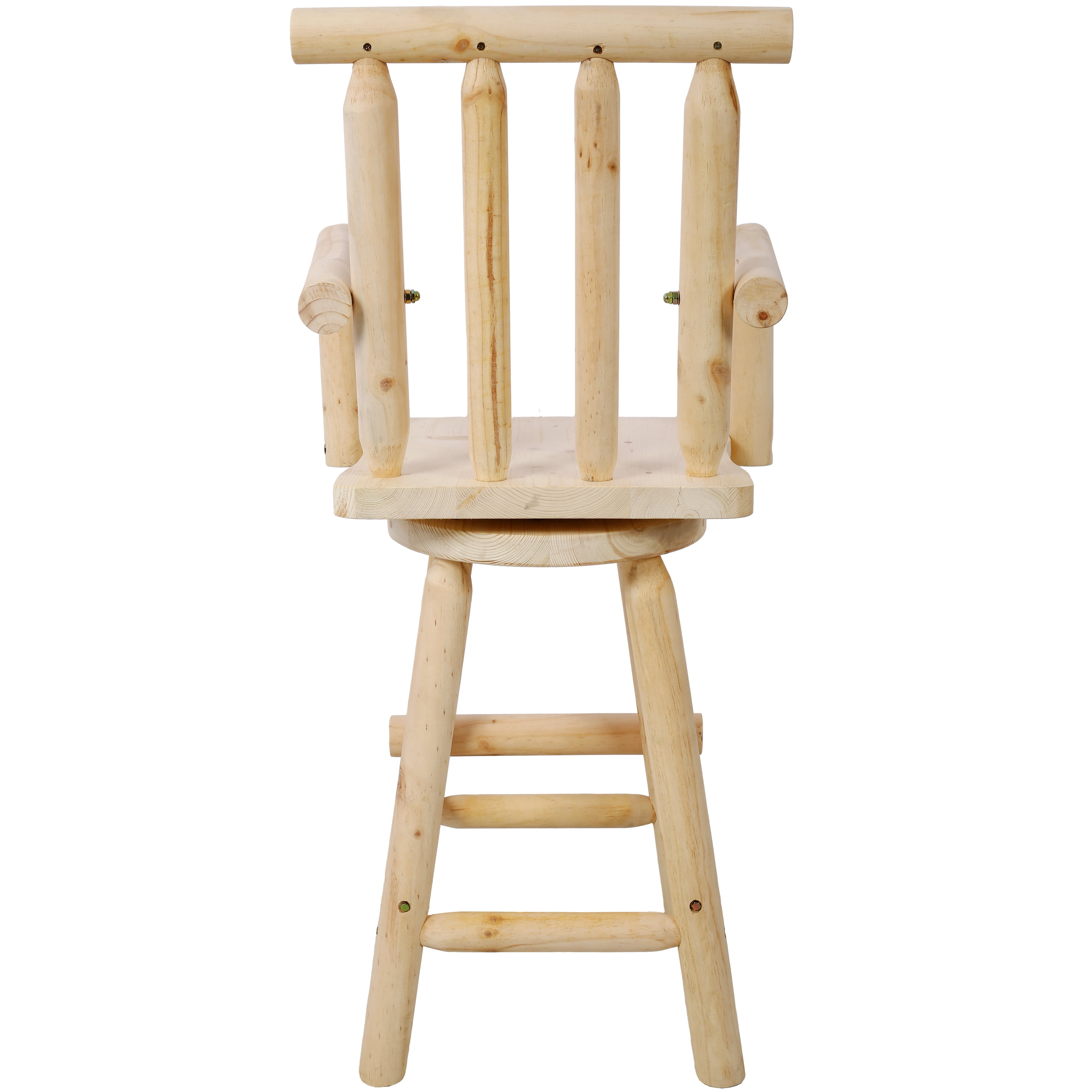 Rustic Bar Stool - Fir Wood Construction, Chair with Footrest,Wide Armrest, Rustic Kitchen Stool, Tall Bistro Chair for Dining Room, Restaurant, Pub, 4-Foot,Light brown color
