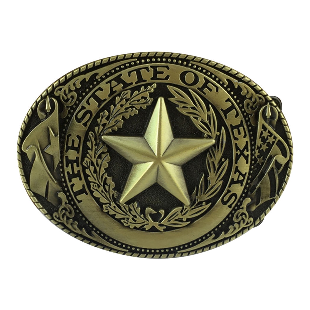Gold Star Cowboy Western Metal Belt Buckle 