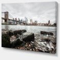 thumbnail image 2 of Brooklyn Bridge with Rocks on Shore - Large Cityscape Canvas Art Print, 2 of 4