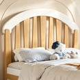 thumbnail image 4 of Bellemave Twin Size Wood Bed Frame with 2 Storage Drawers, Modern Platform Bed with Round Headboard and Sturdy Wooden Slats Support, No Box Spring Required（White & Natural), 4 of 8