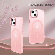 BENTOBEN Case for iphone 13/ iphone 14, 6.1 inch Slim Translucent Matte Magnetic Shockproof Protective Anti Slip Case for iphone 13/14 6.1 Pink