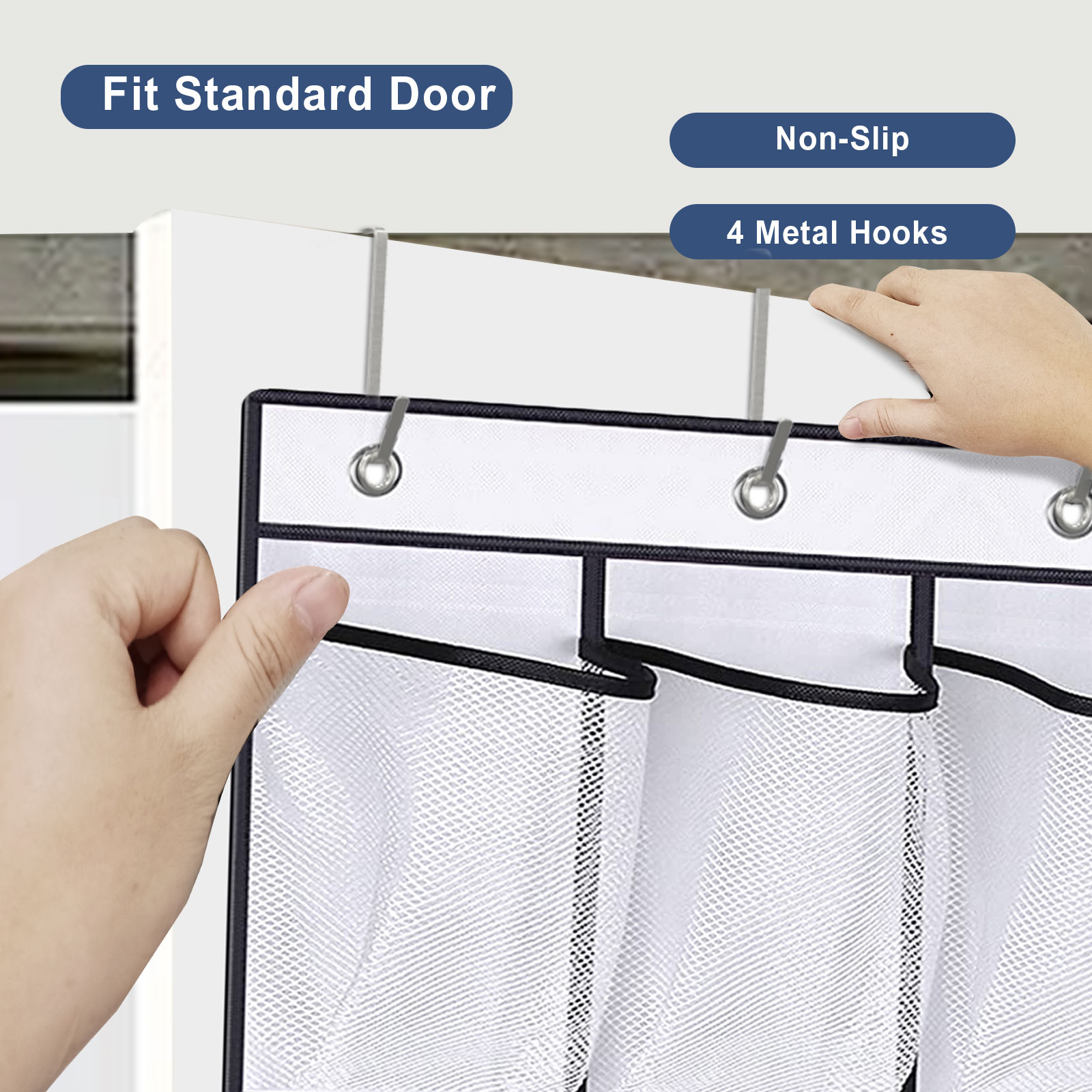 Kusmil Over the Door Shoe Organizer, 28 Pocket White photo 7