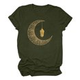 thumbnail image 5 of Penkiiy Happy Ramadan Tops Blouse for Women Women's Funny Printed Pattern Casual Fashion Soild Color Short Sleeve Tops Blouse M Army Green, 5 of 6