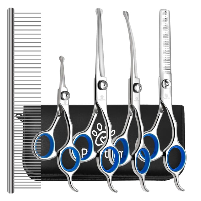 Kit de peluquería para mascotas Pawtrim, tijeras de acero inoxidable 6 en 1