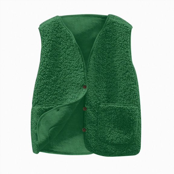 Linfrsh Baby Girls Boys Sherpa Fleece Vest Toddler Lightweight Fall Winter Warm Sleeveless Outerwear Jacket with Pockets(Green,7-8 Years)