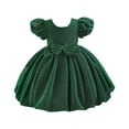 thumbnail image 2 of Party Bubble Sleeve Dress Girl Princess Birthday Party Skirt Little Girls Bowknot Flower Girl Toddler Adorable Pageant Dress 1-6Y Dresses For Girl Trendy Dress, 2 of 7
