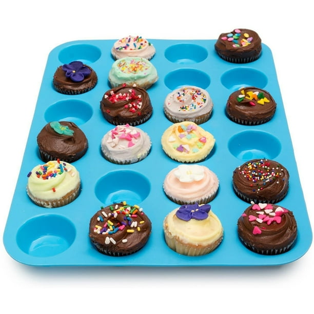2 Moldes De Silicona Para Muffins Y Cupcakes - Antiadherentes, Sin BPA, Aptos Para Lavavajillas (Tamaños Grande Y Pequeño)
