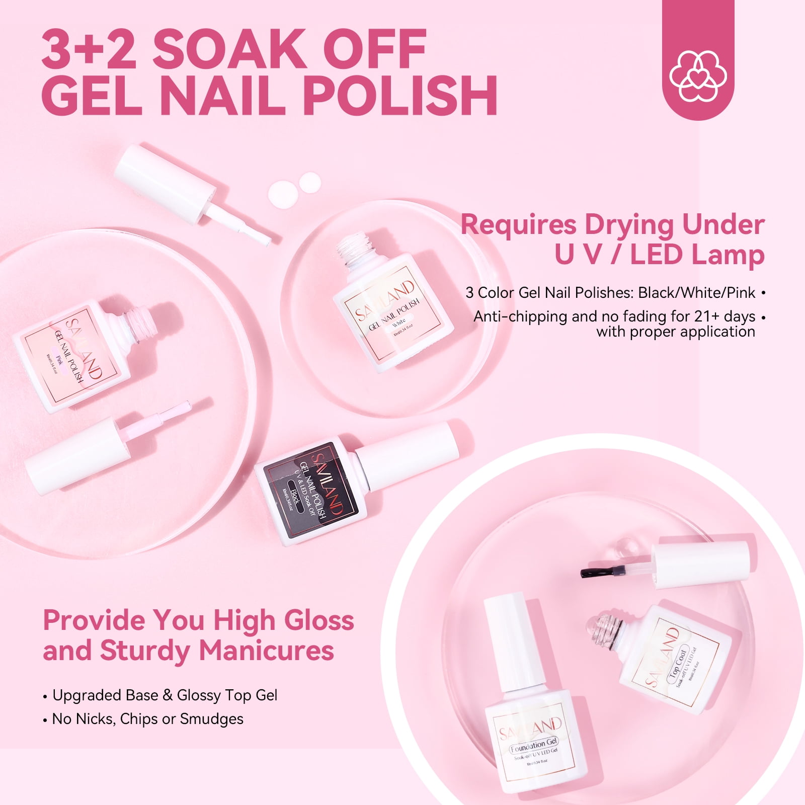 SAVILAND Acrylic Nail Kit with Everything : Acrylic Powder and Liquid Set with Gel Nail Polish Acrylic Nail Brushes Nail Decoration Nail Supplies for Beginners