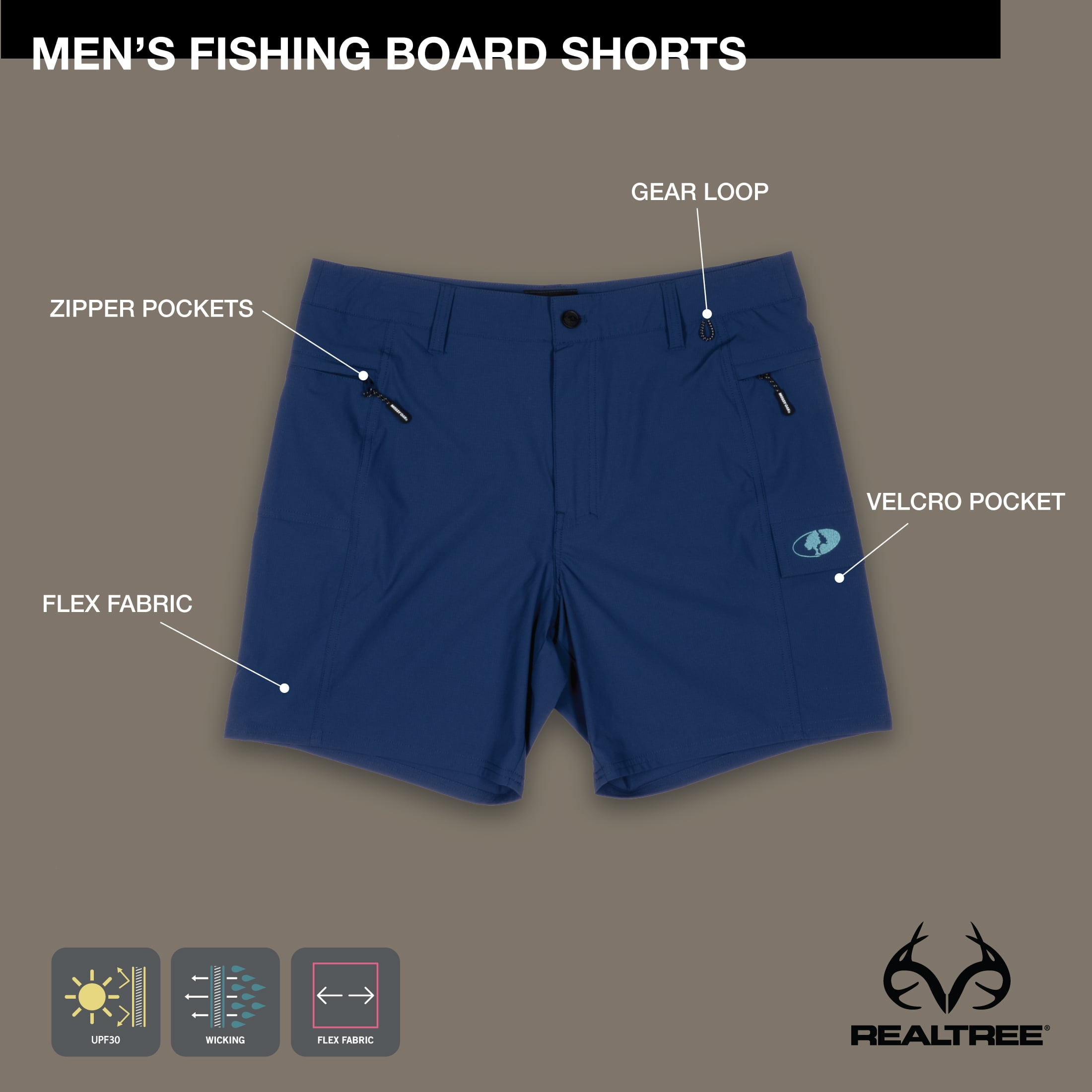 Men's Mossy Oak Board Shorts, Twilight Blue, S