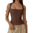 thumbnail image 2 of Women'S Square Neck Sleeveless Tank Tops Coffee S, 2 of 9