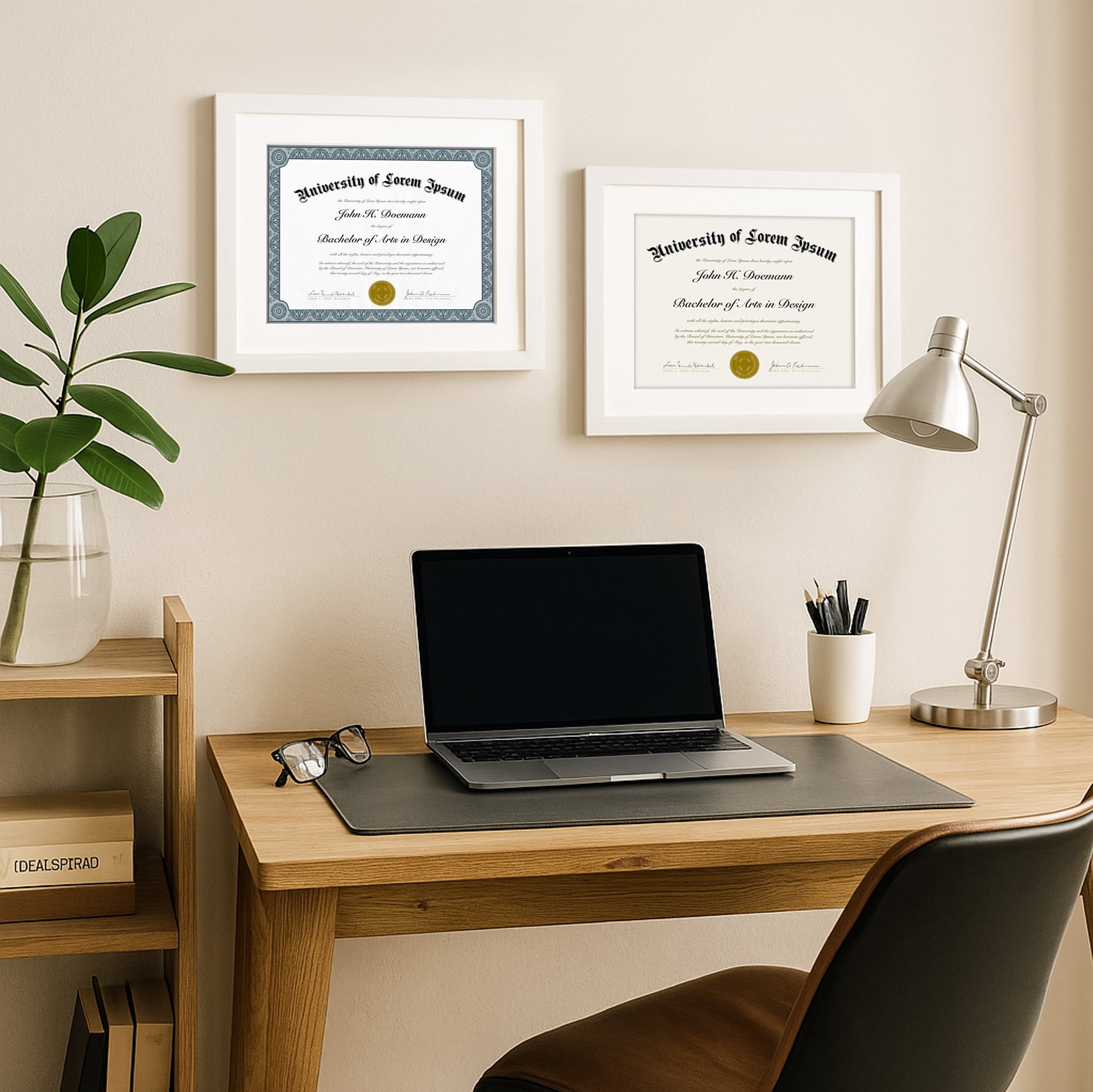 Americanflat 11x14 Diploma Frame with Shatter-Resistant Glass with 8.5x11 Mat 2 Pack Display Documents - White