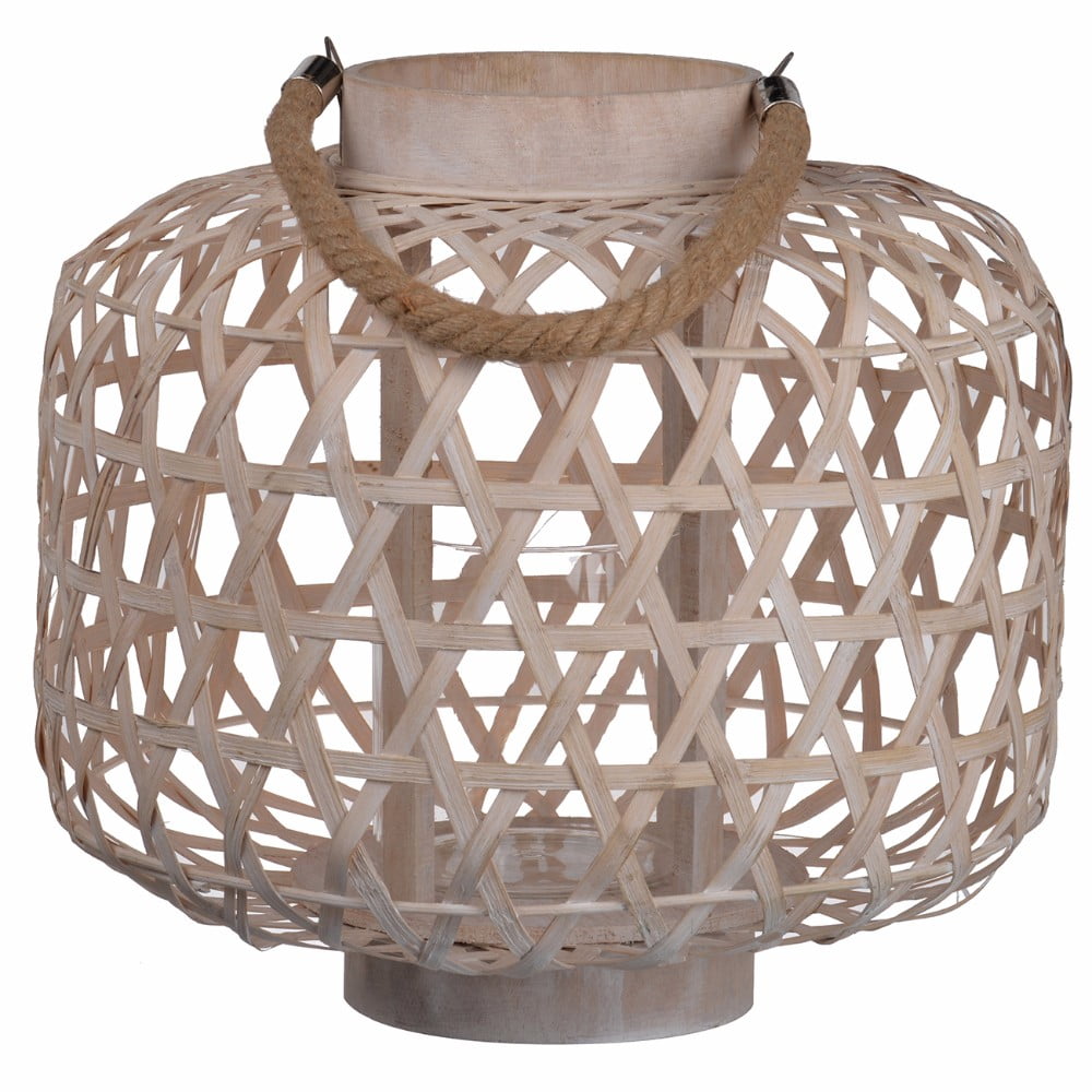 Basket Styled Beautiful Wood Lattice Lantern Round